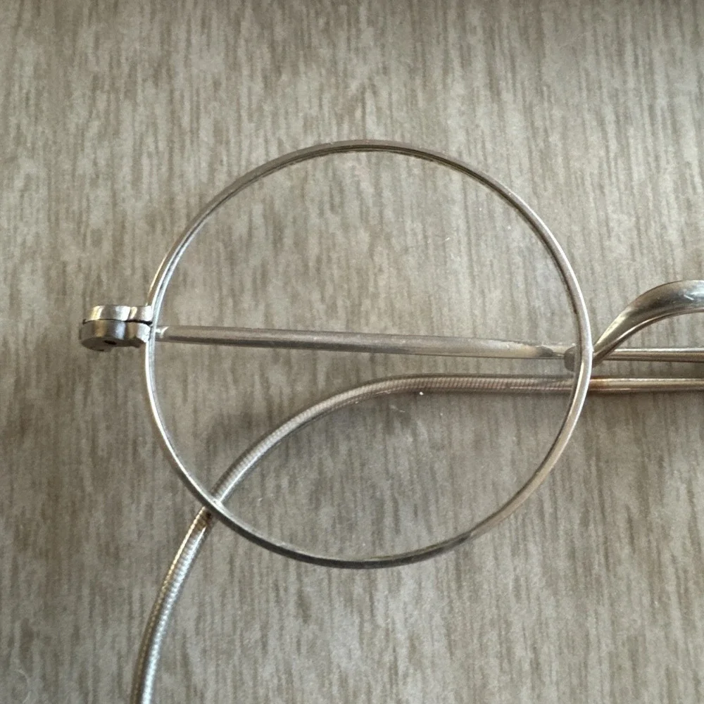 Antique Round Wire Rim Eyeglasses Cable Temple Spectacles Victorian Steampunk